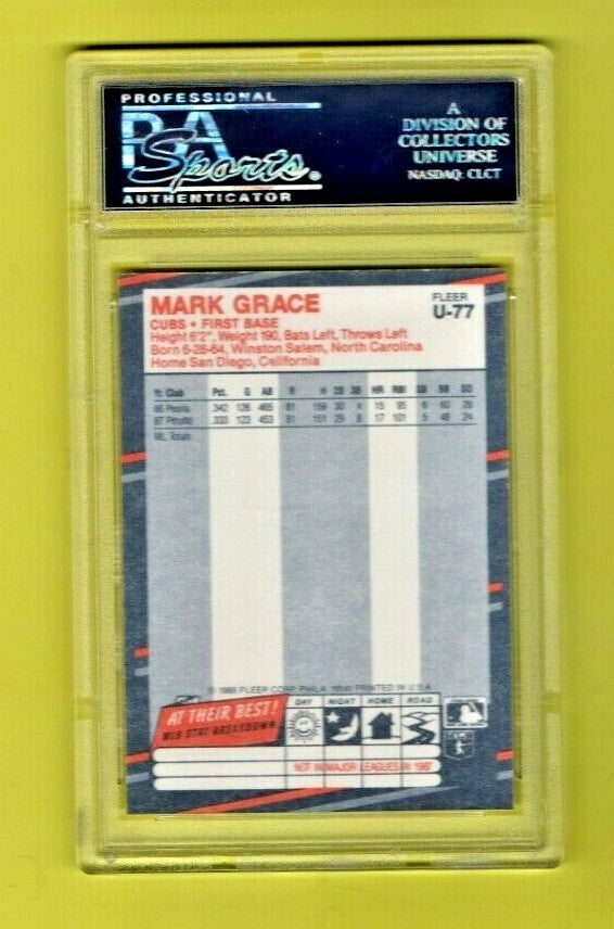 1988 Fleer Update  #U-77 MARK GRACE Rc Chicago Cubs -  Rookie  -  PSA GEM MT 10 
