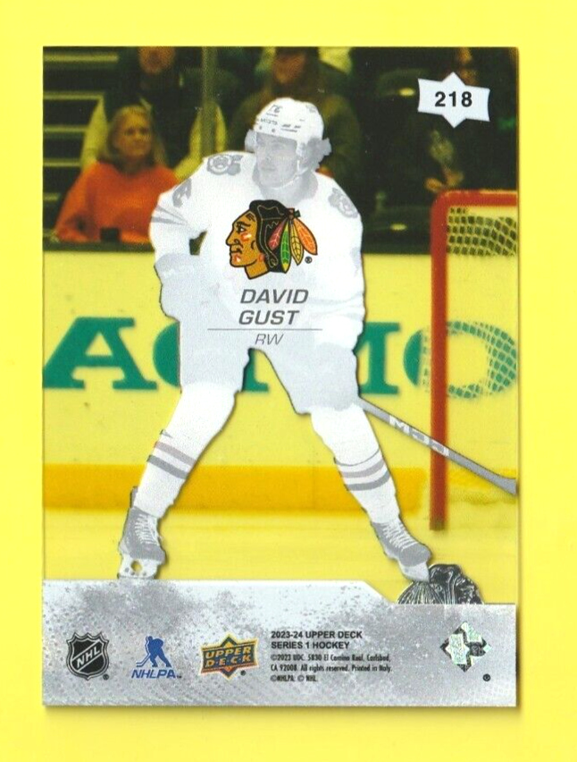 David Gust     2023-24 Upper Deck   Young Guns -  Clear Cut  -   SP RC Card #218