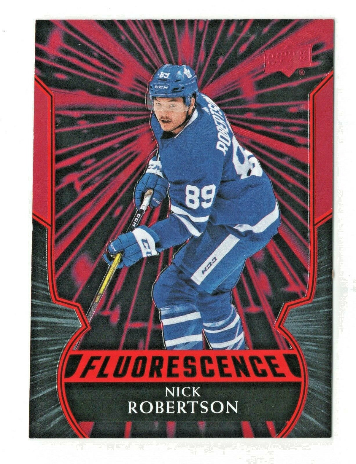 2020-21 Upper Deck Series 2 NICK ROBERTSON  Red Fluorescence Rookie F-1 Leafs