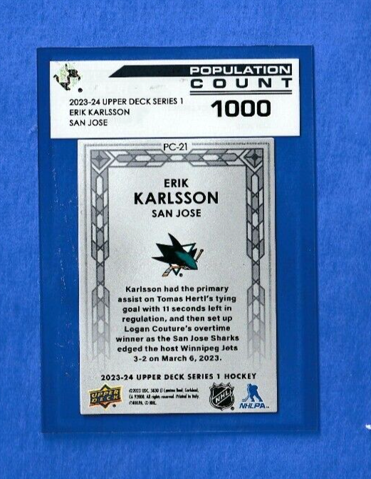 2023-24 Upper Deck Series 1  -  #PC-21  Erik Karlsson   -  Population Count 1000