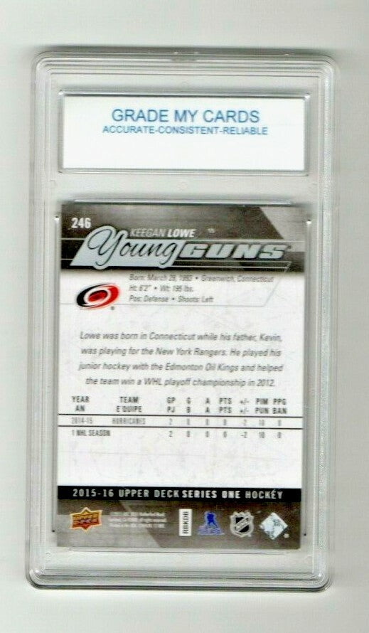 2015-16 Upper Deck Young Guns #246 Keegan Lowe 2 Carolina Hurricanes Gem Mint 10