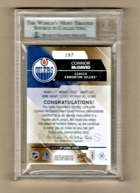 2015-16  SP GAME USED Gold Spectrum CONNOR MCDAVID ROOKIE 32/99 BGS 8.5 GEM MINT