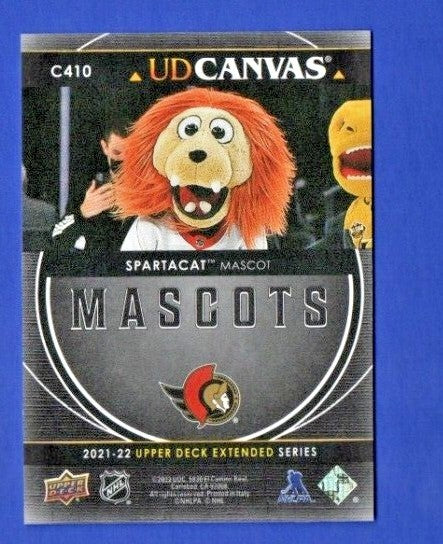 2021-22 Extended Series UD Canvas Black Mascots #C410 Spartacat Ottawa Senators