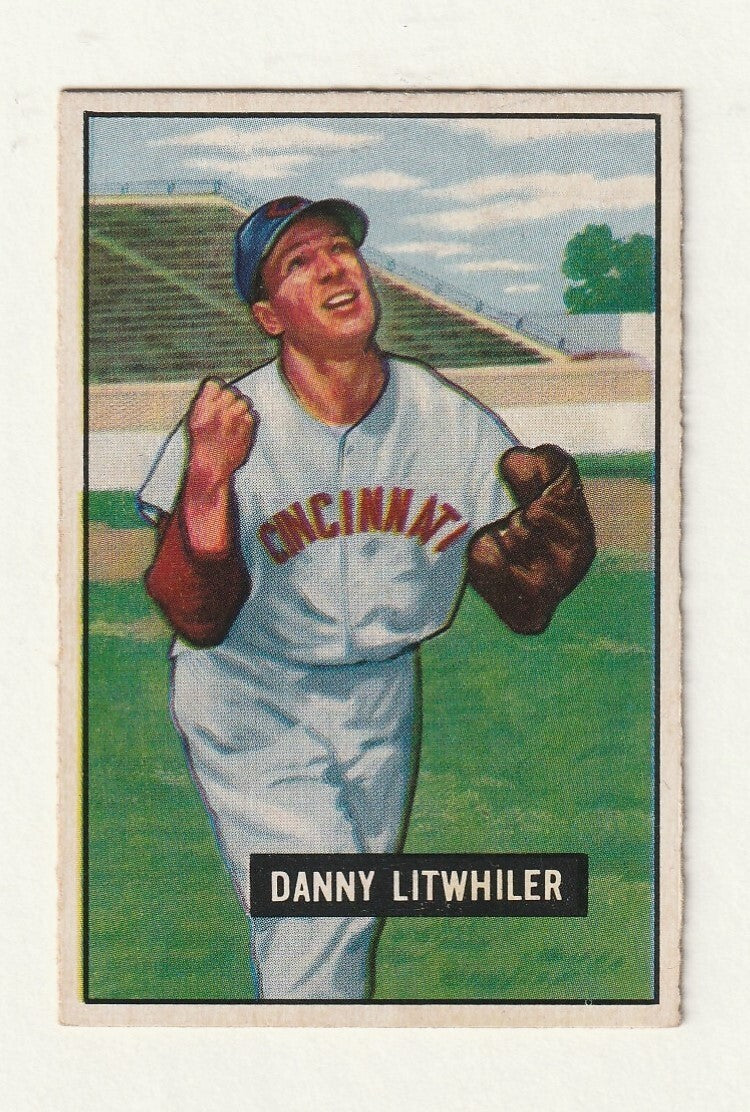 1951 Bowman  -  Danny Litwhiler -  Cincinnati Reds #179    EX-NRMT
