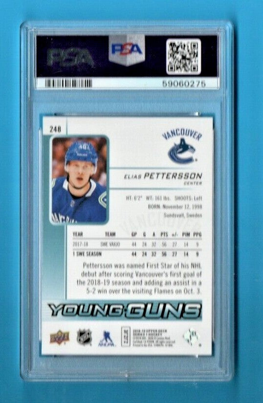 2018-19 Upper Deck Young Guns Elias Pettersson #248 Rookie Card RC#4  PSA 9 Mint