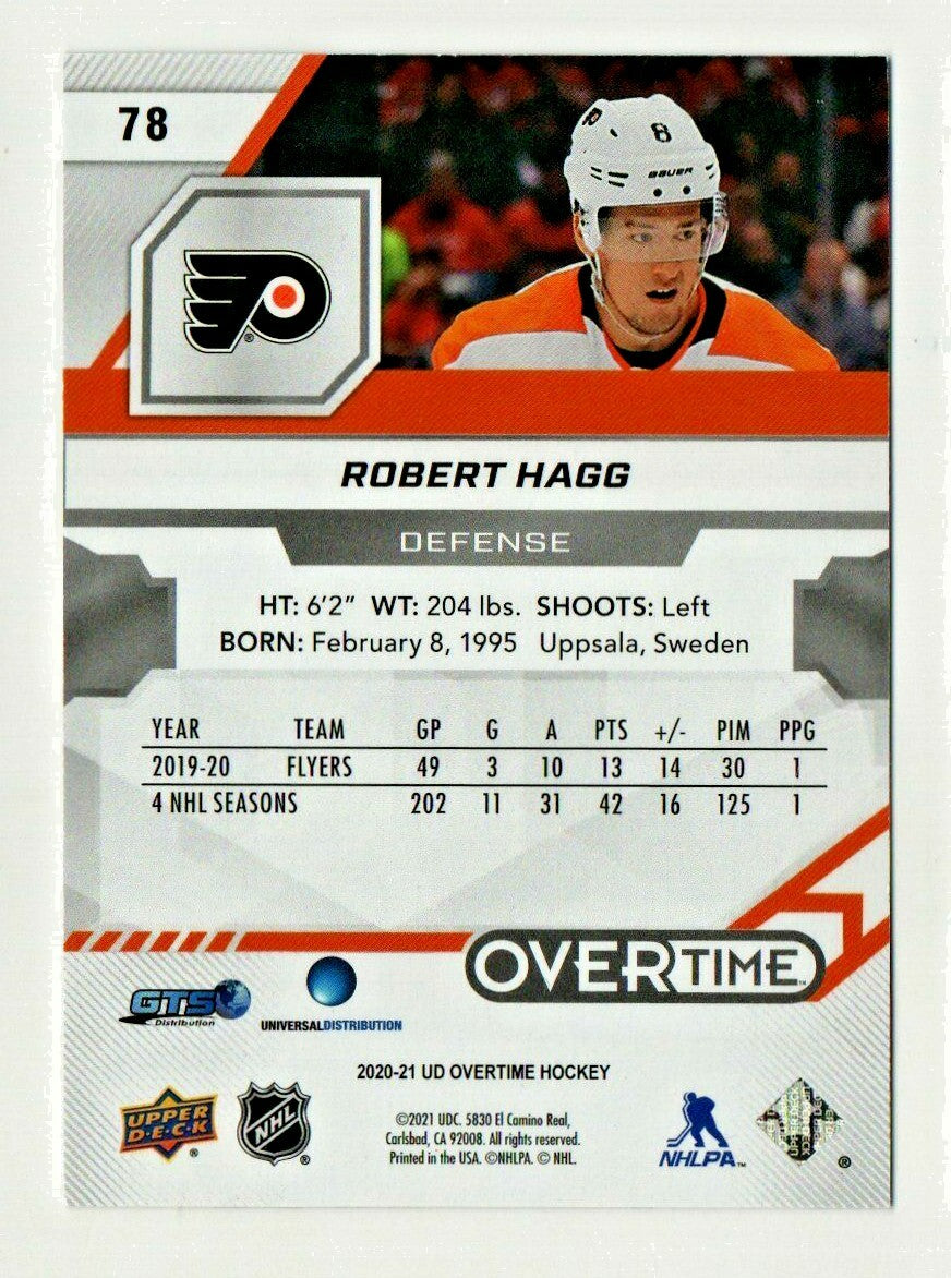 ROBERT HAGG 2020-21 UPPER DECK OVERTIME 2 RED VARIATION 89/99 -  #78 FLYERS