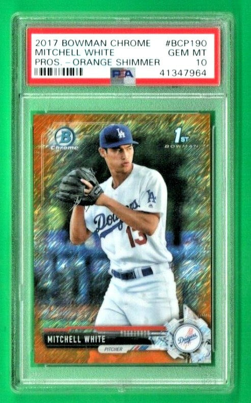 2017 Bowman Chrome Prospects Orange Refractor 6/25 Mitchell White #BCP190 PSA 10