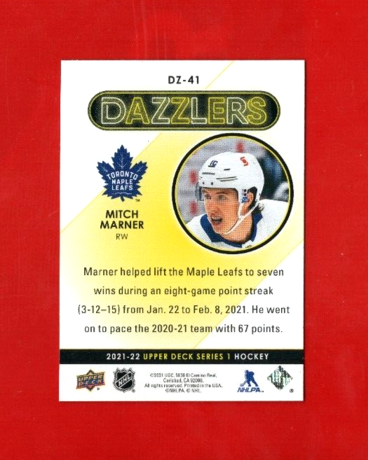 2021-22 Upper Deck Green Dazzlers - #DZ-41 Mitch Marner Toronto Maple Leafs