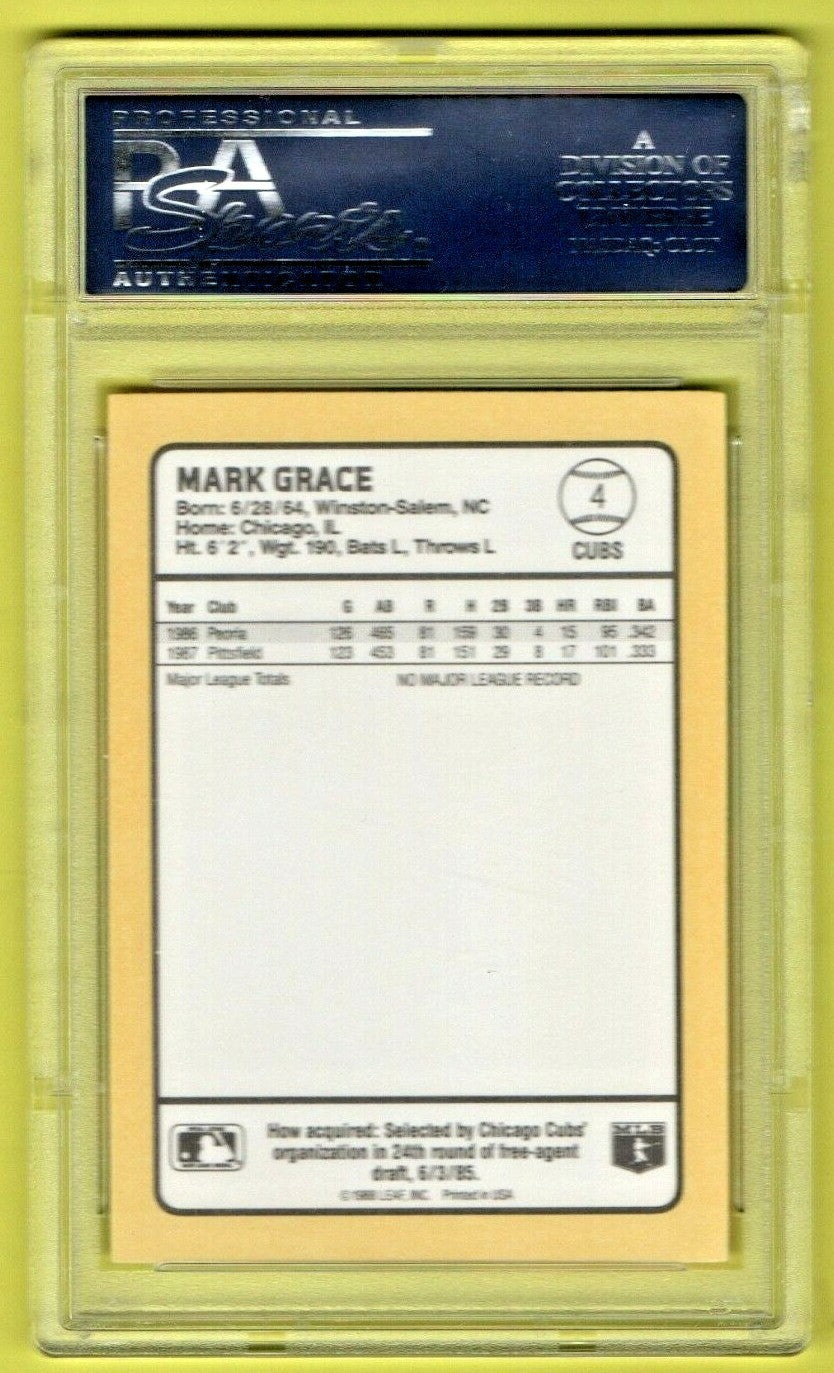 MARK GRACE 1988 Donruss Baseball's Best ROOKIE Card #4 Graded PSA 10 GEM MT Cubs