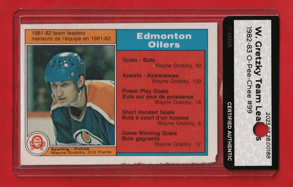 1982 O-Pee-Chee Hockey  -  Wayne Gretzky  -  TEAM LDRS #99 MBA AUTHENTIC