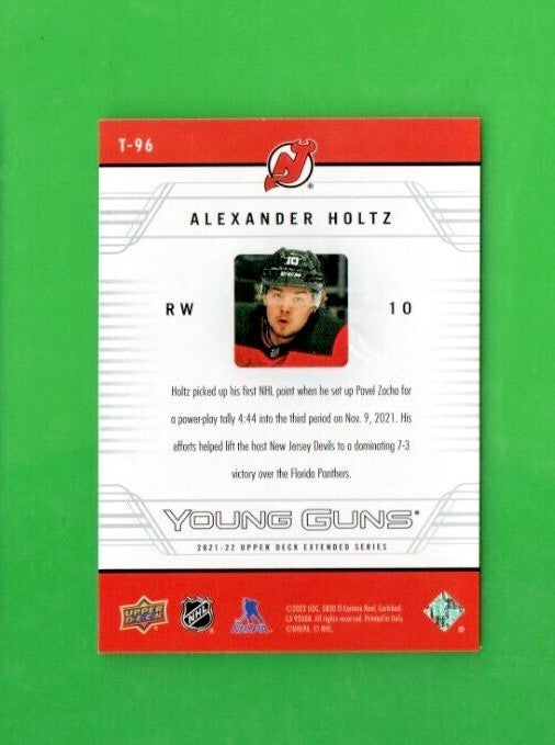 2021-22 Upper Deck Extended RETRO Young Guns T-96 Alexander Holtz NJ Devils