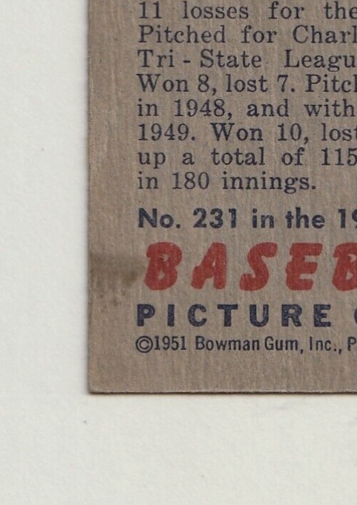1951 Bowman #231   -   LUIS ALOMA    -     Chicago White Sox   -   Rookie Card