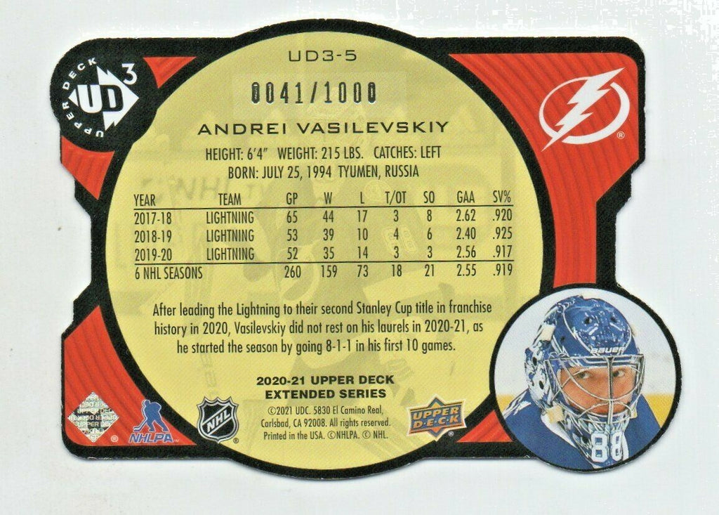 2020-21 Upper Deck Extended UD3 DIE-CUT Andrei Vasilevskiy 0041/1000 #UD3-5