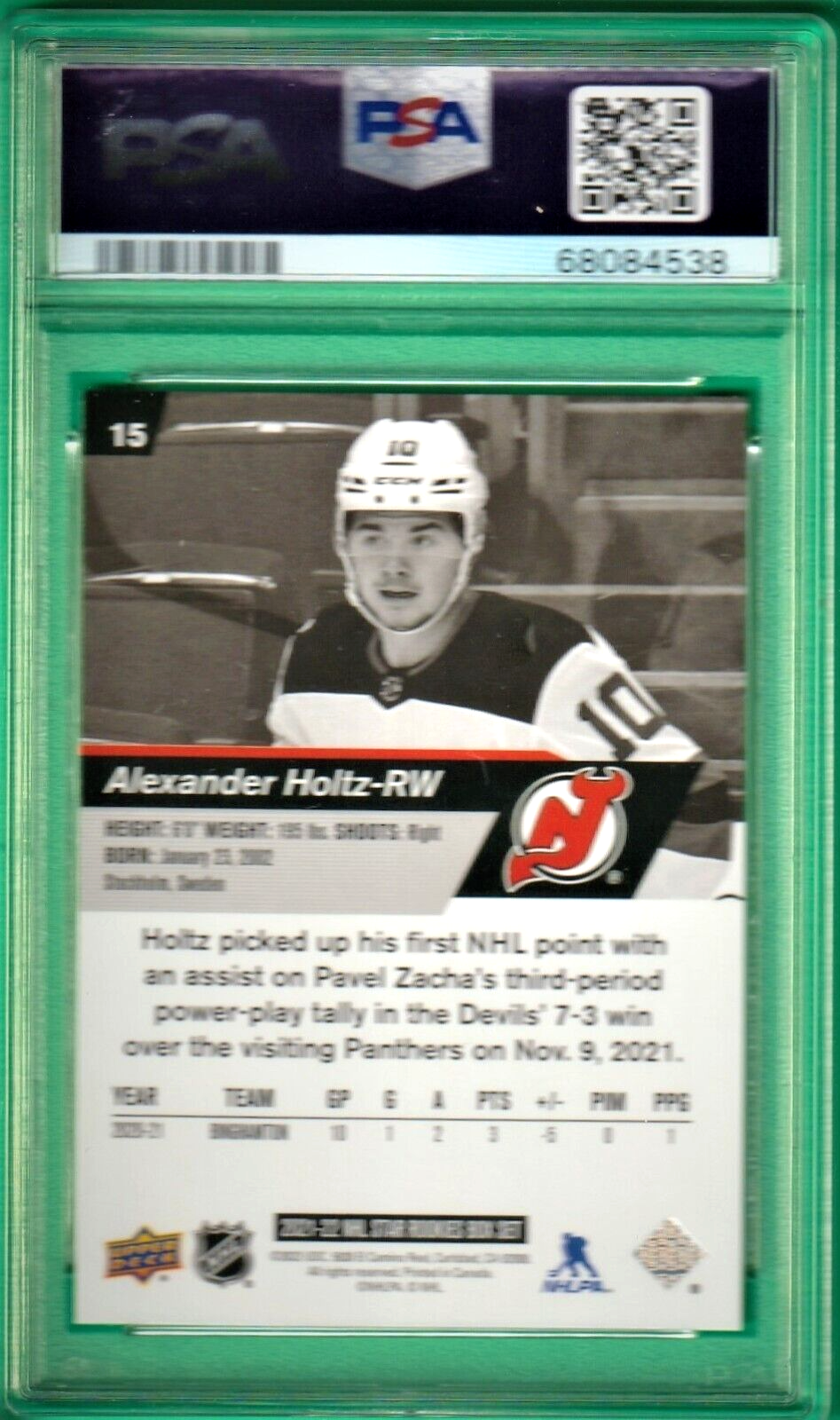 2021 Upper Deck NHL Star Rookies Box Set   Alexander Holtz ROOKIE #15 PSA 9 MINT