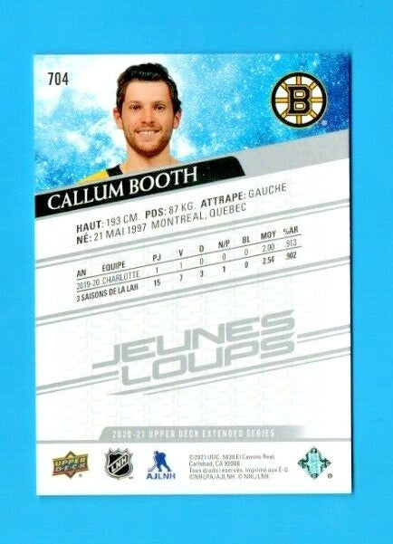 2020-21 Extended Series French Young Guns Jeunes Loups - Callum Booth - Bruins 