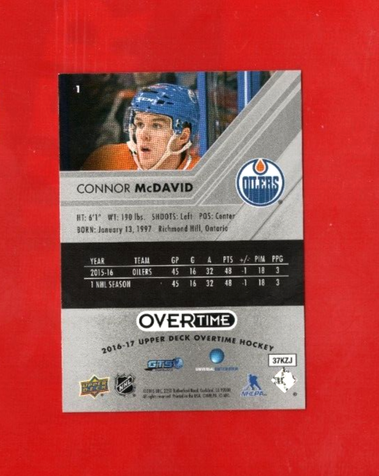 2016-17 Upper Deck Overtime  Silver   #1 Connor McDavid  Edmonton Oilers