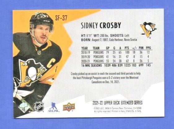 Sidney Crosby     2021-22 UD Ext. SPxFinite Radiance Silver #SF-37    1708/2999
