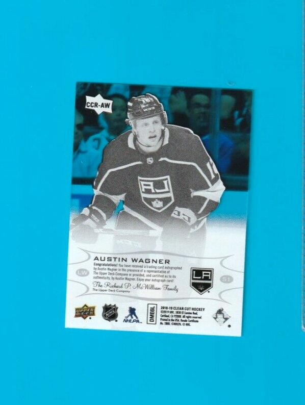 2018-19 Upper Deck UD Clearcut Rookie Auto - CCR-AW - Austin Wagner  -  LA Kings