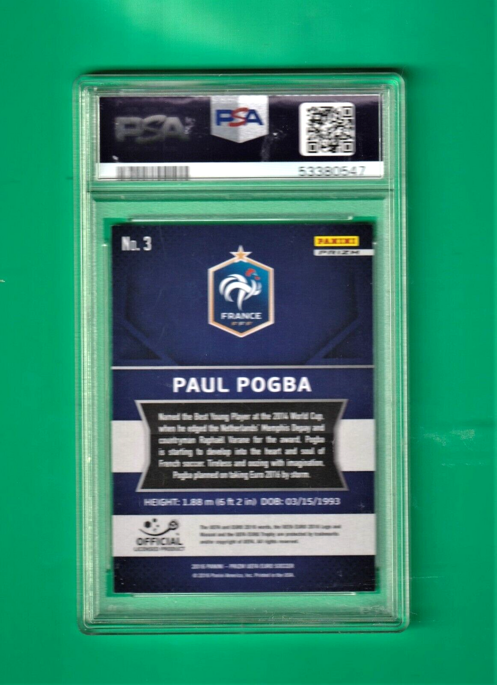 2016 Panini Prizm UEFA Euro Flash   -   Paul Pogba   #3 PSA 9 MINT