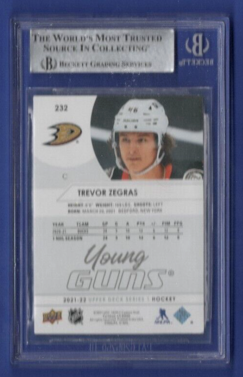 Trevor Zegras Young Guns 2021-22 Upper Deck Series 1 Hockey BGS 8.5 #232 - Ducks