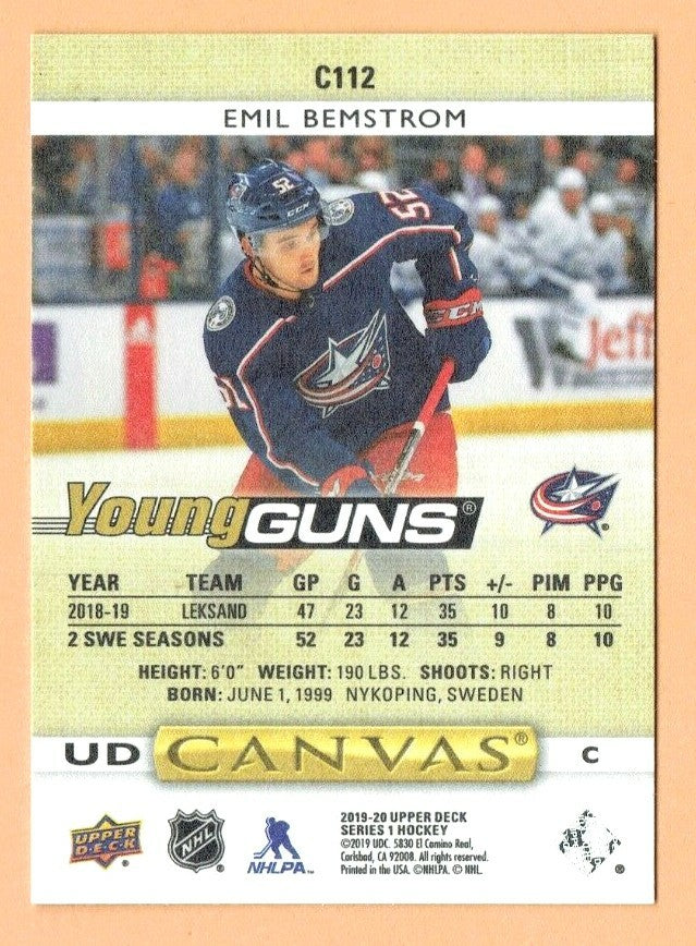 2019-20 Upper Deck -YOUNG GUNS CANVAS - Emil Bemstrom C112 Columbus Blue Jackets