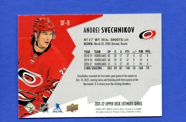 Andrei Svechnikov 2021-22 UD Extended SPxFinite Radiance Silver #SF-9  2894/2999