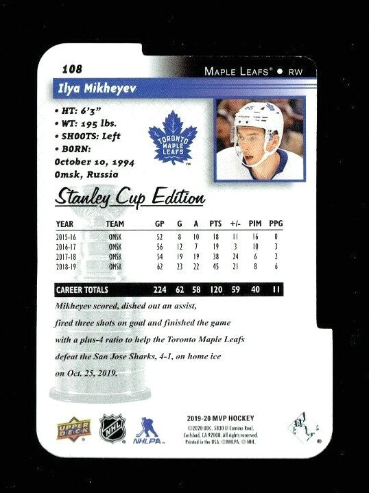 2019-20 Upper Deck Series 2 -  Ilya Mikheyev   -  MVP Stanley Cup Edition 76/99