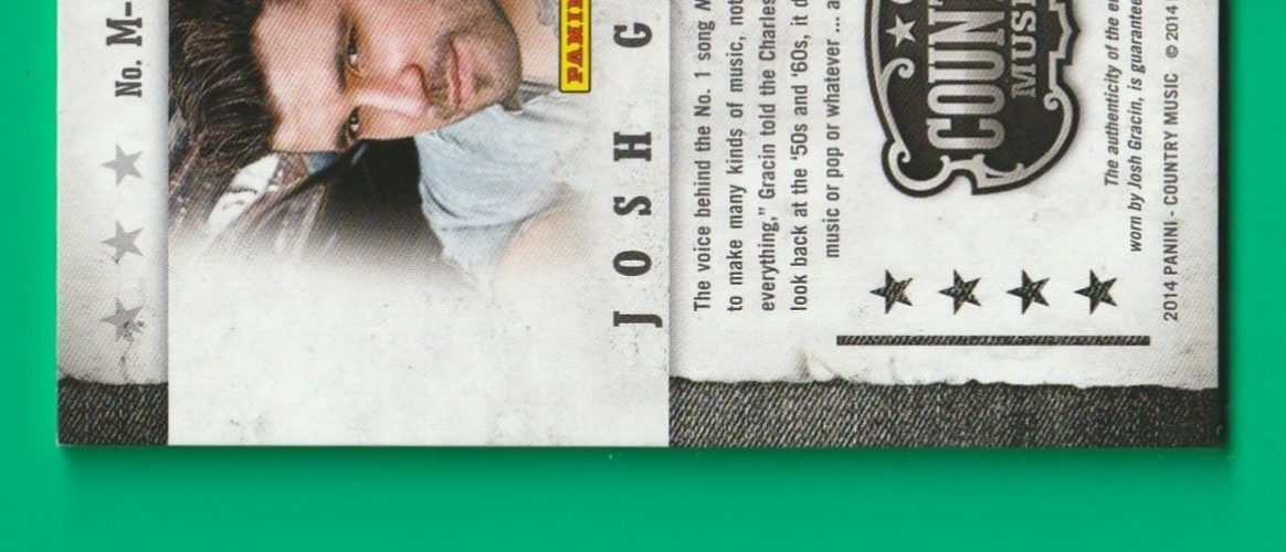 2014 Country Music -  Josh Gracin  -  Musician Materials -  GOLD  Relic #031/199