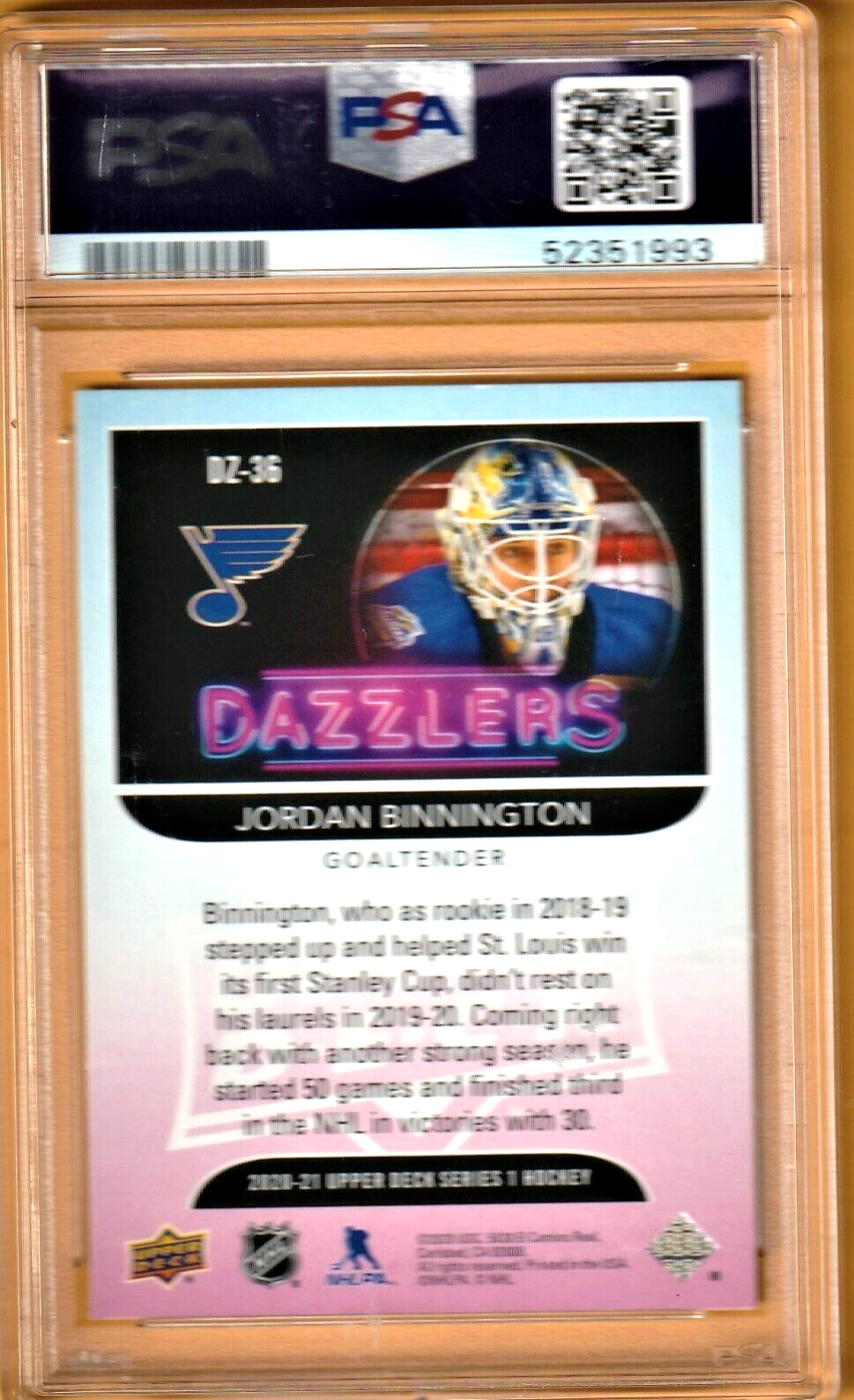 2020 Upper Deck Dazzlers Green  - Blues    Jordan Binnington   #DZ-36 PSA 9 MINT