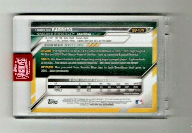 2016 Topps Archives Franklin Barreto Oakland Athletics Autograph  #BD-179- 66/76