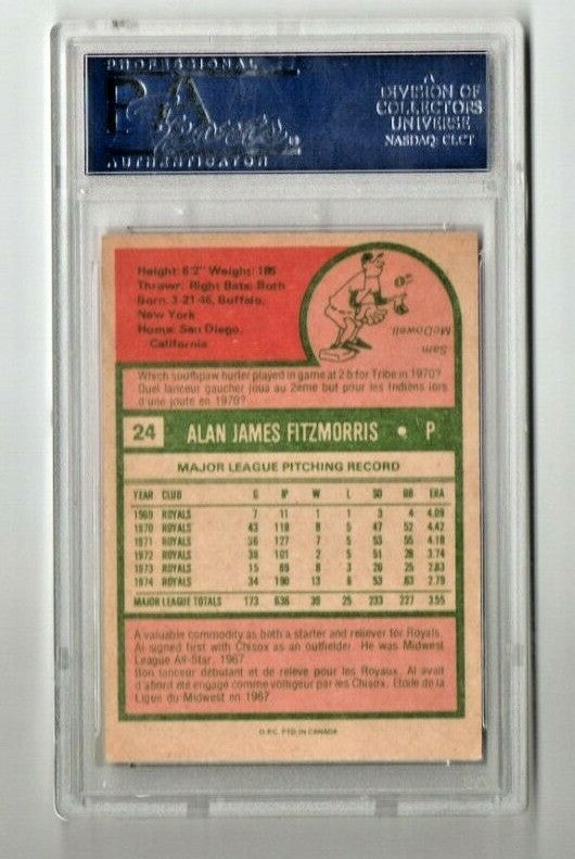 1975 O-PEE-CHEE  #24 - AL FITZMORRIS - KANSA CITY ROYALS -  PSA 6 EX-MT - POP 2
