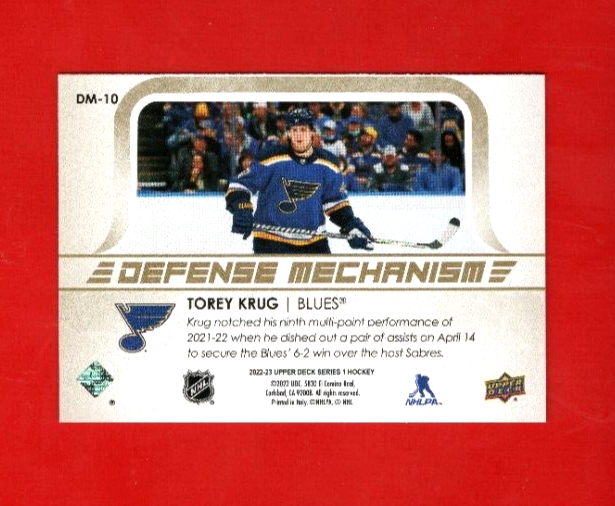 2022-23 Upper Deck Series 1 DEFENSE MECHANISM GOLD #10 Blues  - TOREY KRUG  - SP