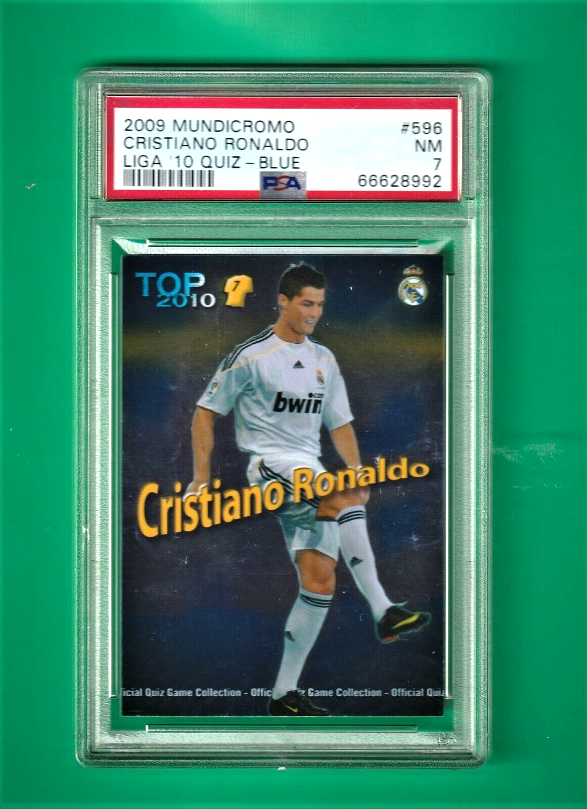 2009 Mundi Cromo Campeonato Nacional De Liga Blue   Cristiano Ronaldo #596 PSA 7