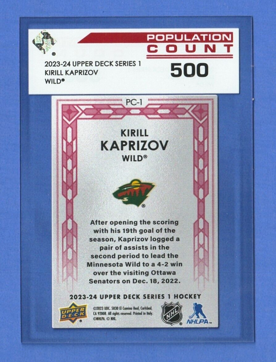 2023-24 UD Population Count 500  -  Kirill Kaprizov  -  Minnesota Wild   #PC-1