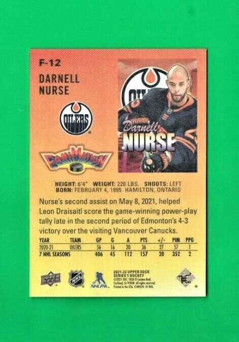 2021-22 Upper Deck Series 1 Fanimation  - Darnell Nurse F-12 Edmonton Oilers