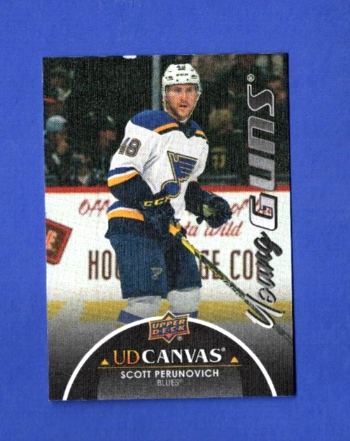 2021-22 Upper Deck Young Guns Black Canvas Rookie Card Scott Perunovich  - Blues