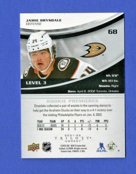 Jamie Drysdale 2021-22 UD Extended Trilogy Level 3 Rookie Premieres 59/299 Ducks