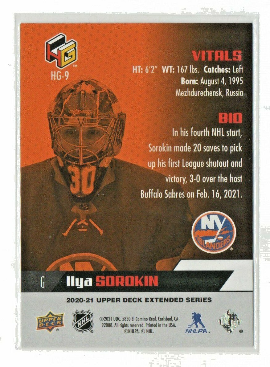 Ilya Sorokin 2020-21 Upper Deck Extended Series HOLOGRFX Silver Rookie #HG-9