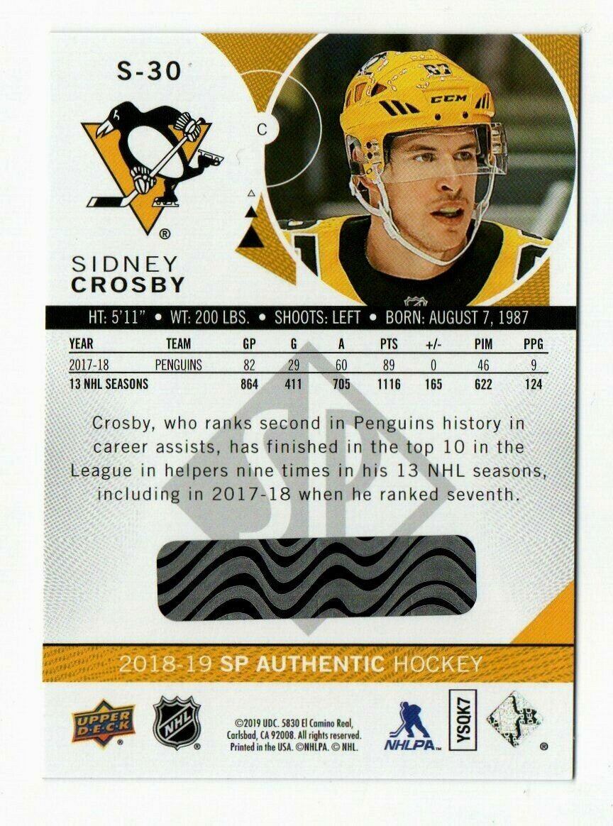 Sidney Crosby 2018-19 SP Authentic Spectrum FX Unscratched Pittsburgh Penguins