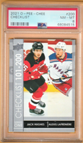 2021-22 Upper Deck  Hockey Checklist w/ Jack Hughes Lafreniere #200 PSA 8 NM-MT