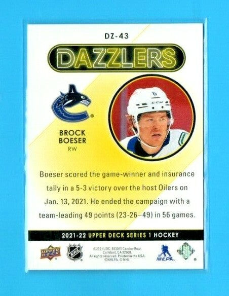 2021-22 Upper Deck Series 1 Red Dazzlers #DZ-43 Brock Boeser - Vancouver Canucks