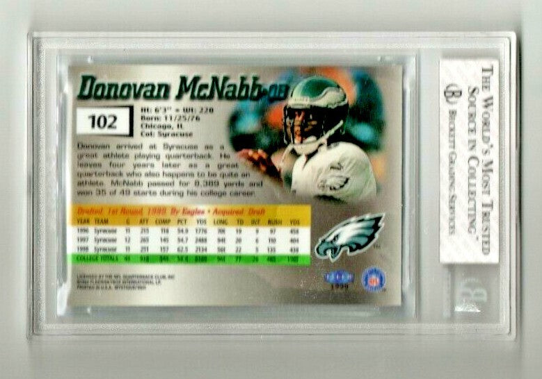 1999 DONOVAN MCNABB FLEER MYSTIQUE ROOKIE #102  Beckett 8 NM-MT RC 1515/2999
