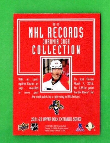 Jaromir Jagr 2021-22 Upper Deck Extended NHL Records Collection  - Panthers