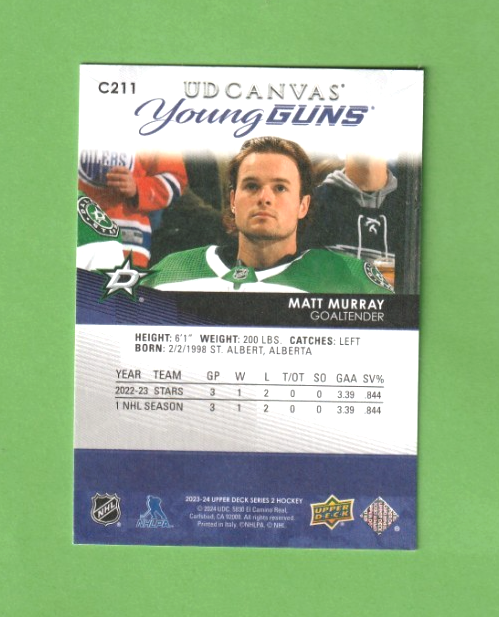 2023-24 Upper Deck Series 2 UD Canvas Young Guns Matt Murray #C211  Dallas Stars