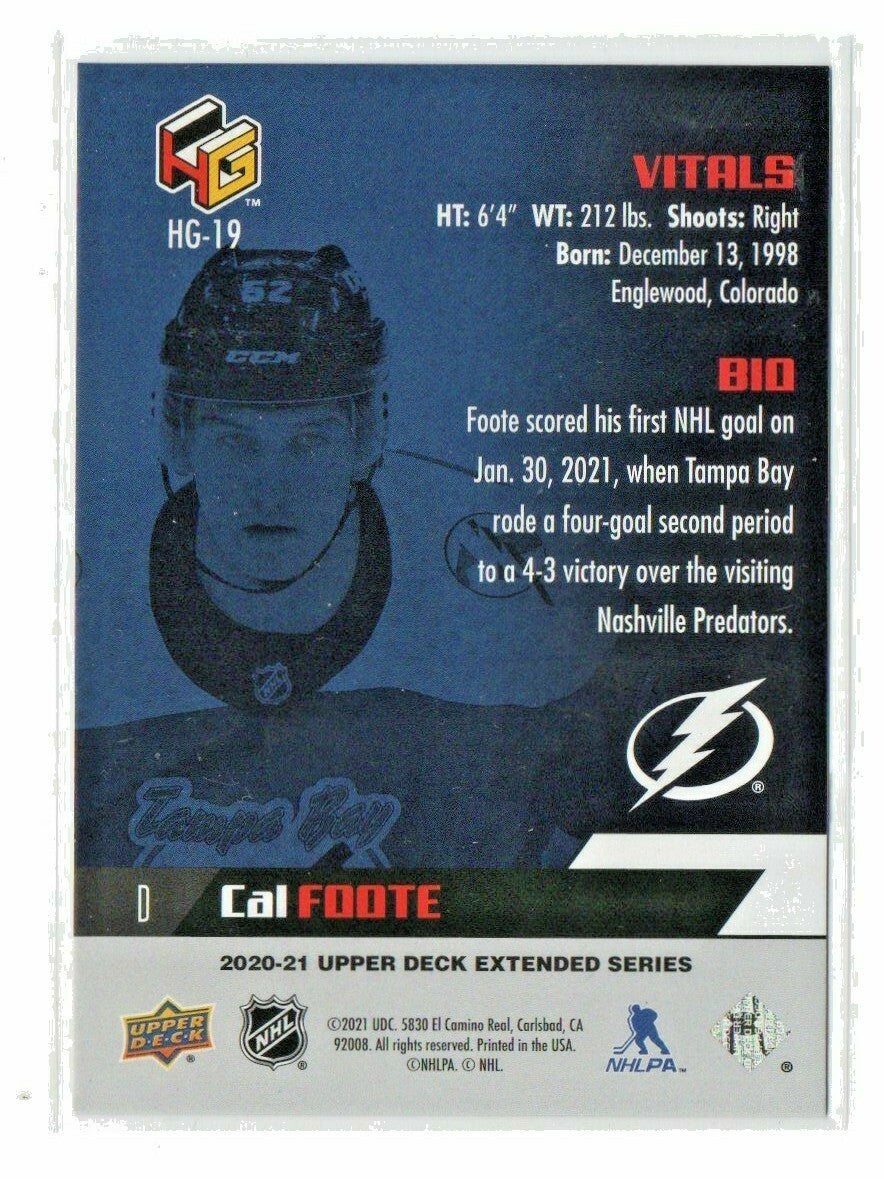 2020-21 Upper Deck Extended Series   HoloGrFx Silver Rookie Cal Foote --  HG-19