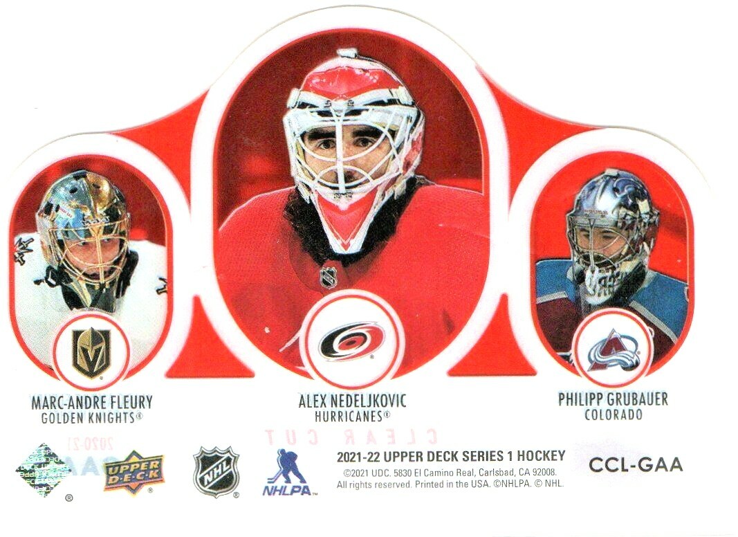 2021-22 Upper Deck Series 1 Clear Cut Leaders Grubauer/Nedeljkovic/Fleury SSP 