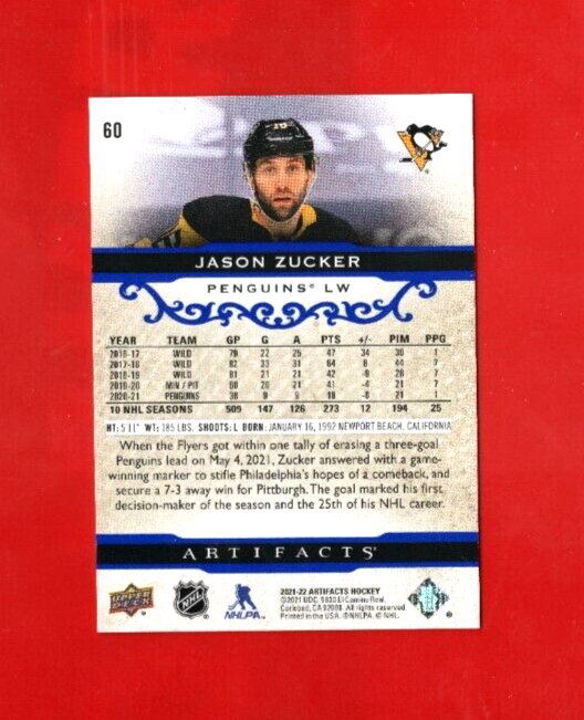 2021-22 UD Artifacts  -  JASON ZUCKER   -  Royal Blue Variant 151/199  card  #60