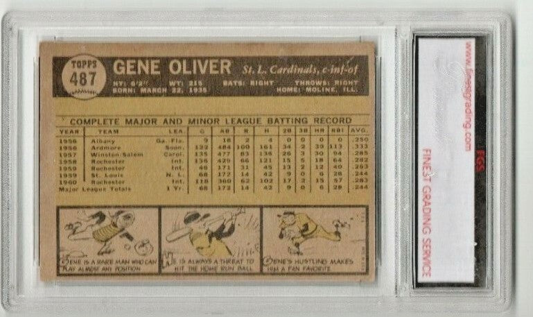 1961 TOPPS GENE OLIVER #487 EX-MINT 6  - Saint Louis Cardinals
