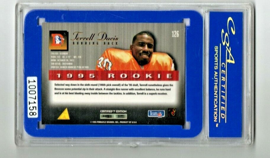 1995 Select Certified Edition Terrell Davis #126 CSA 10 GEM MINT Rookie HOF