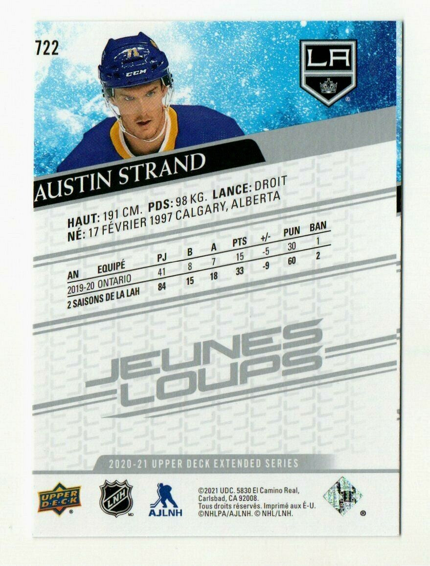 2020-21 UD EXTENDED SERIES 3 AUSTIN STRAND 1 YOUNG GUNS/JEUNES LOUPS FRENCH #722
